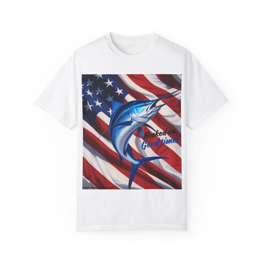 Hooked on Good Times - Unisex Patriotic Fishing T-shirt