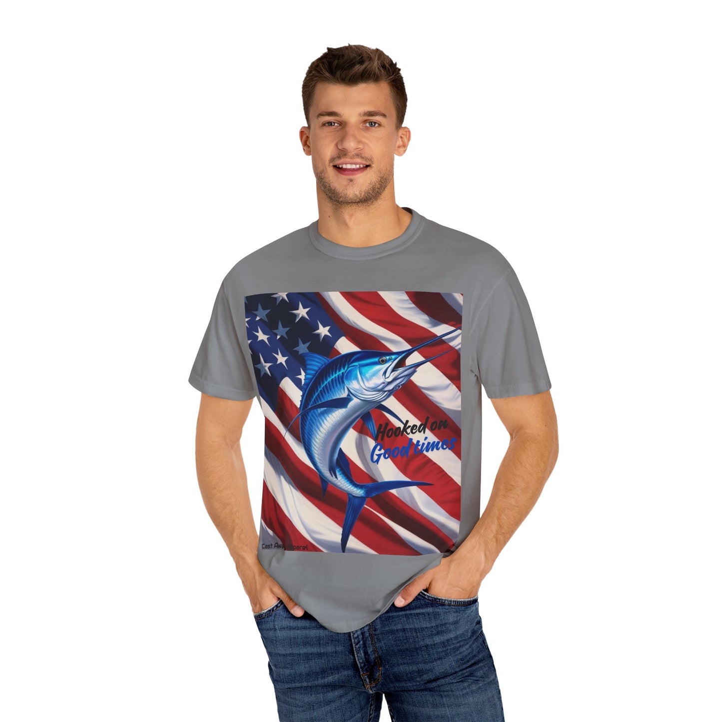 Hooked on Good Times - Unisex Patriotic Fishing T-shirt