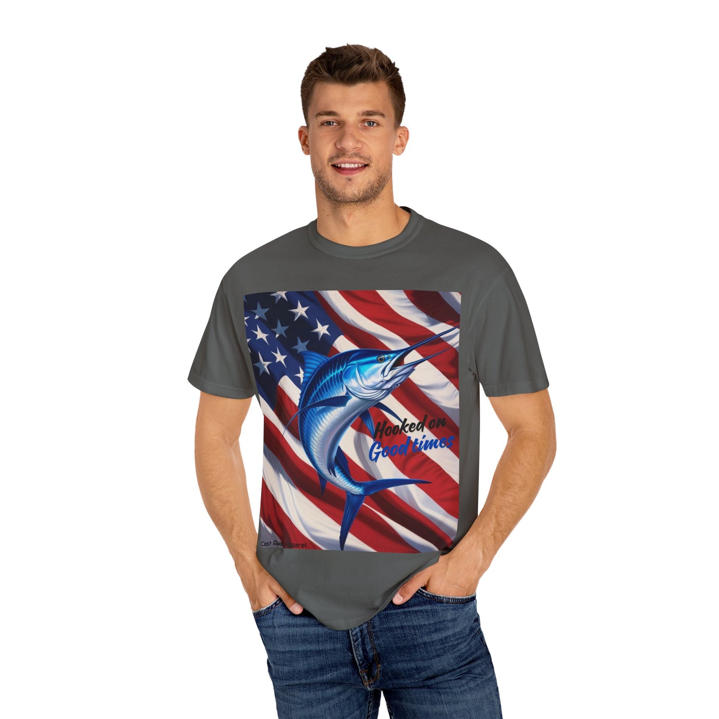 Hooked on Good Times - Unisex Patriotic Fishing T-shirt