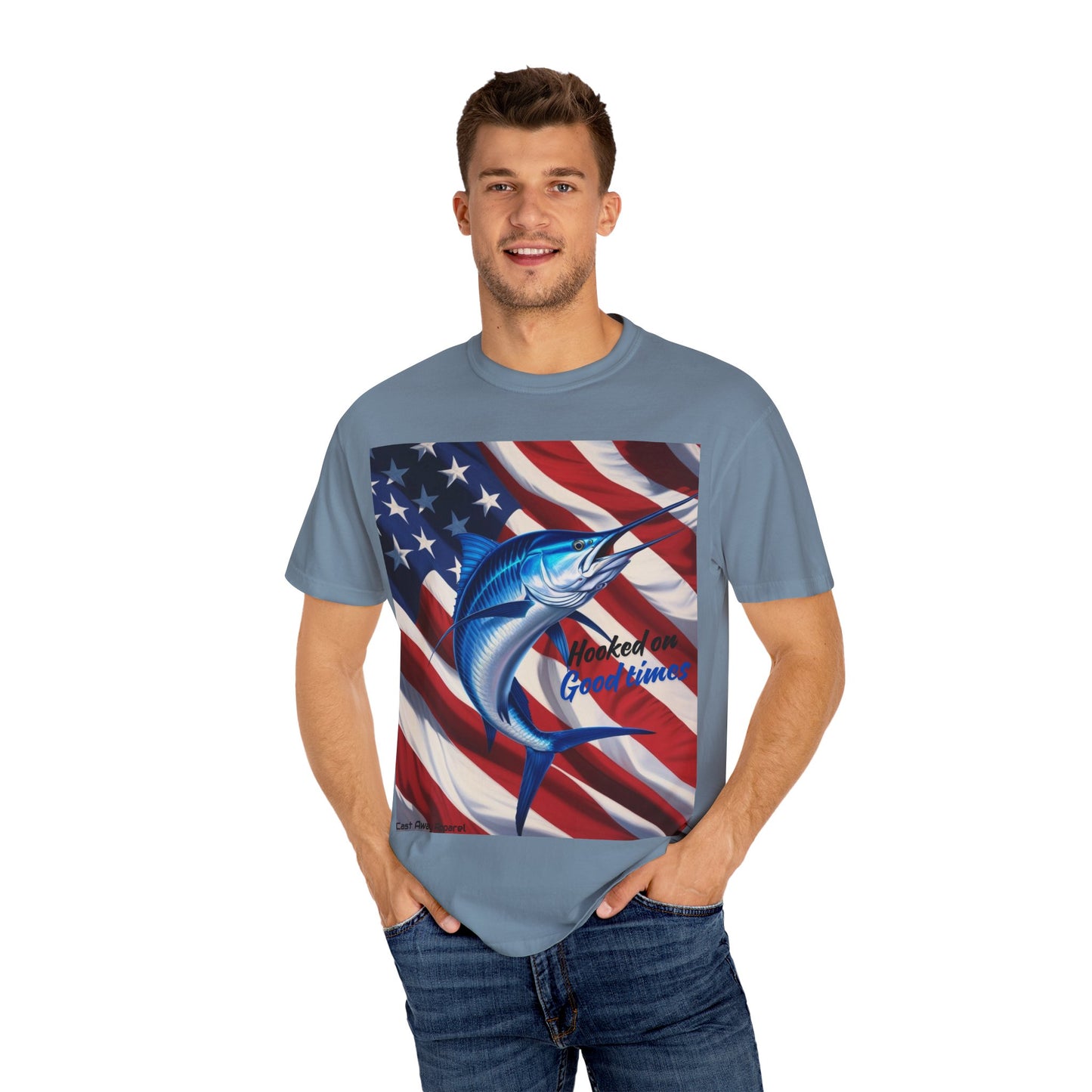 Hooked on Good Times - Unisex Patriotic Fishing T-shirt