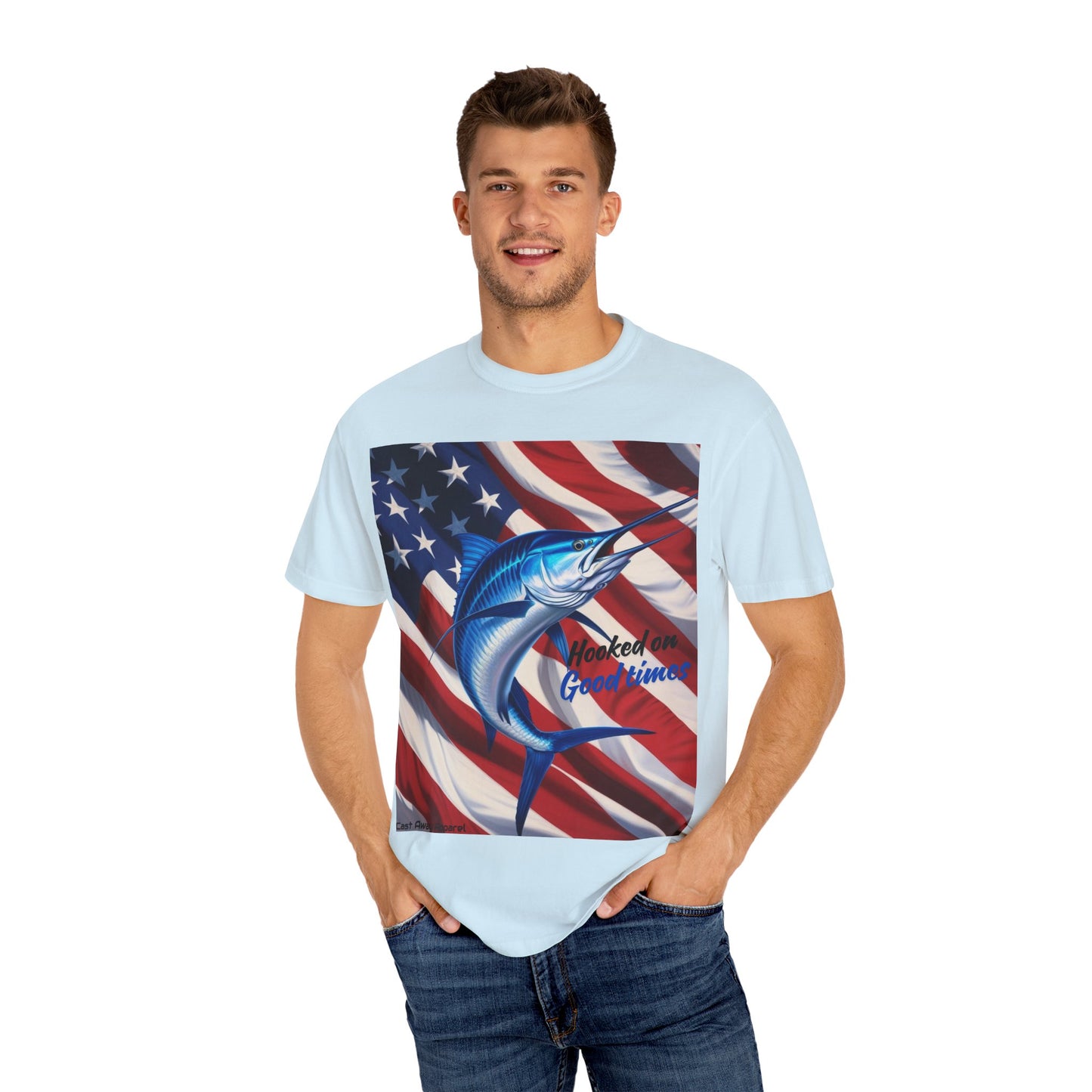 Hooked on Good Times - Unisex Patriotic Fishing T-shirt