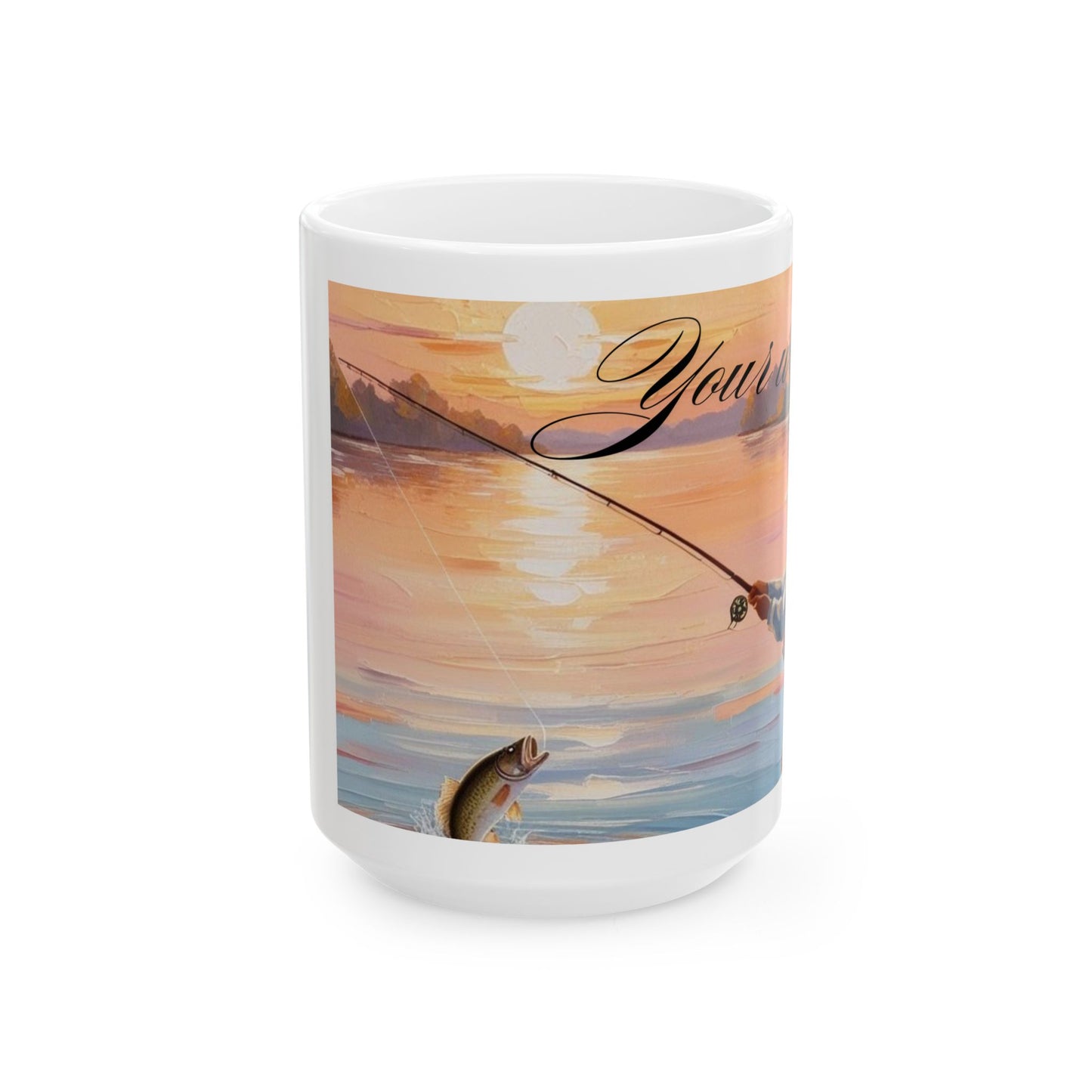 Fishing Theme Ceramic Mug -Cast Away Your Worries, Reel in the Calm - Perfect Gift for Anglers