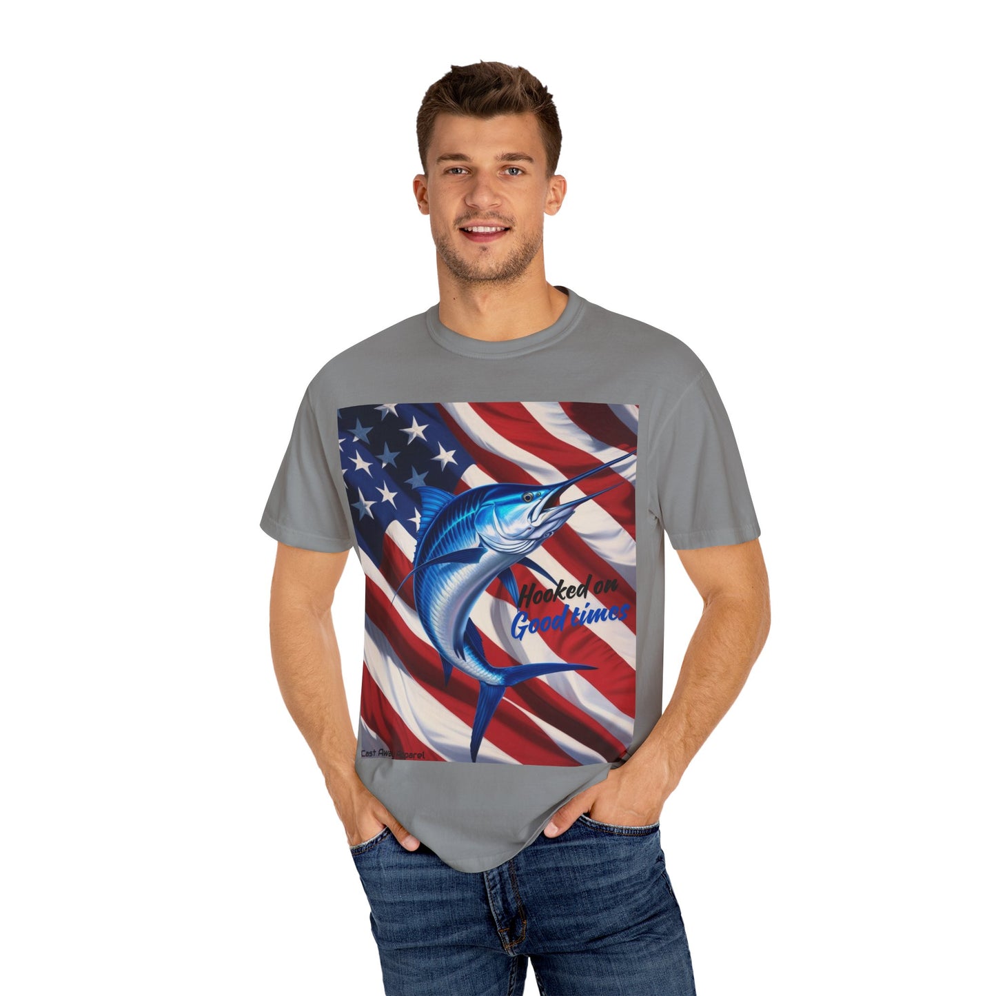 Hooked on Good Times - Unisex Patriotic Fishing T-shirt