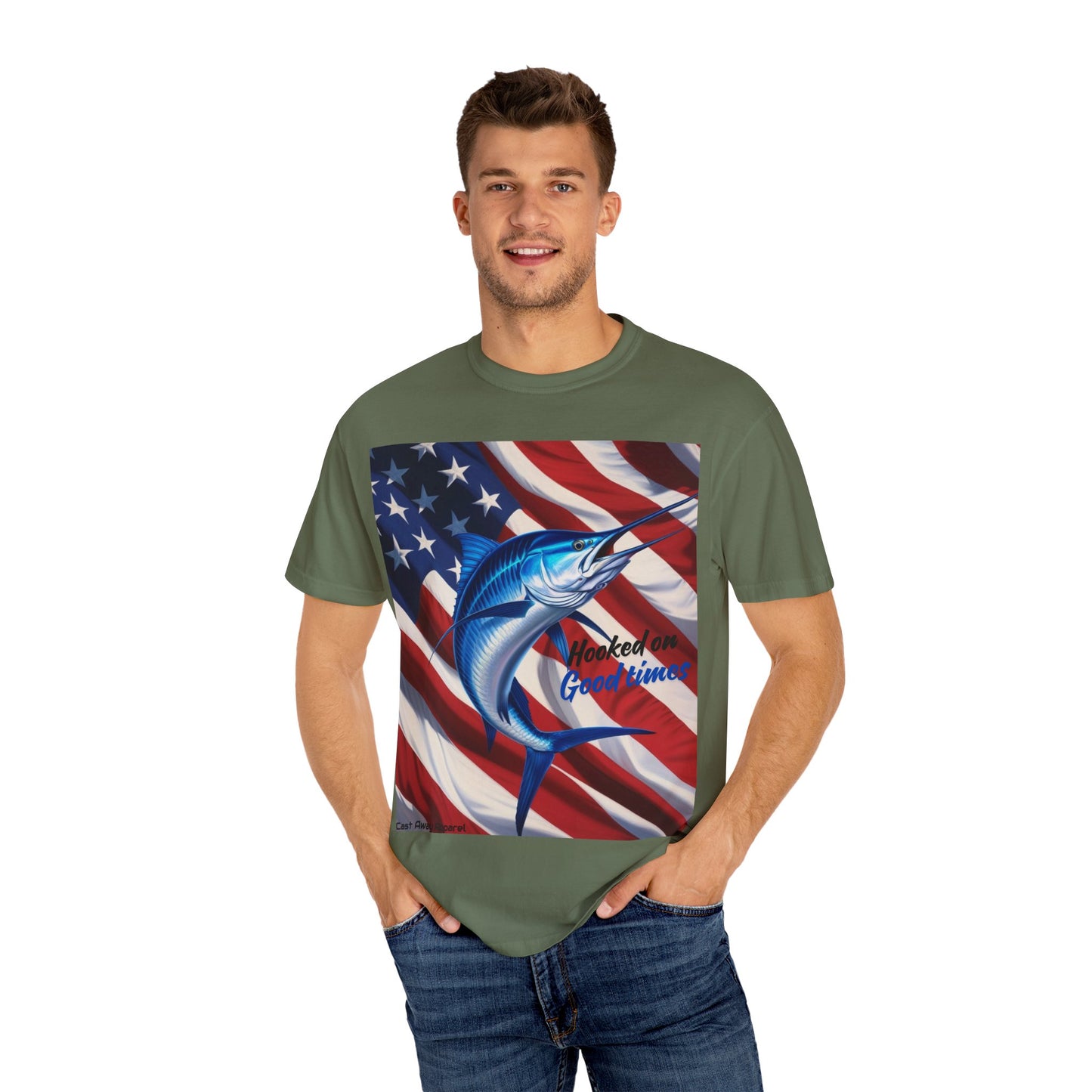 Hooked on Good Times - Unisex Patriotic Fishing T-shirt