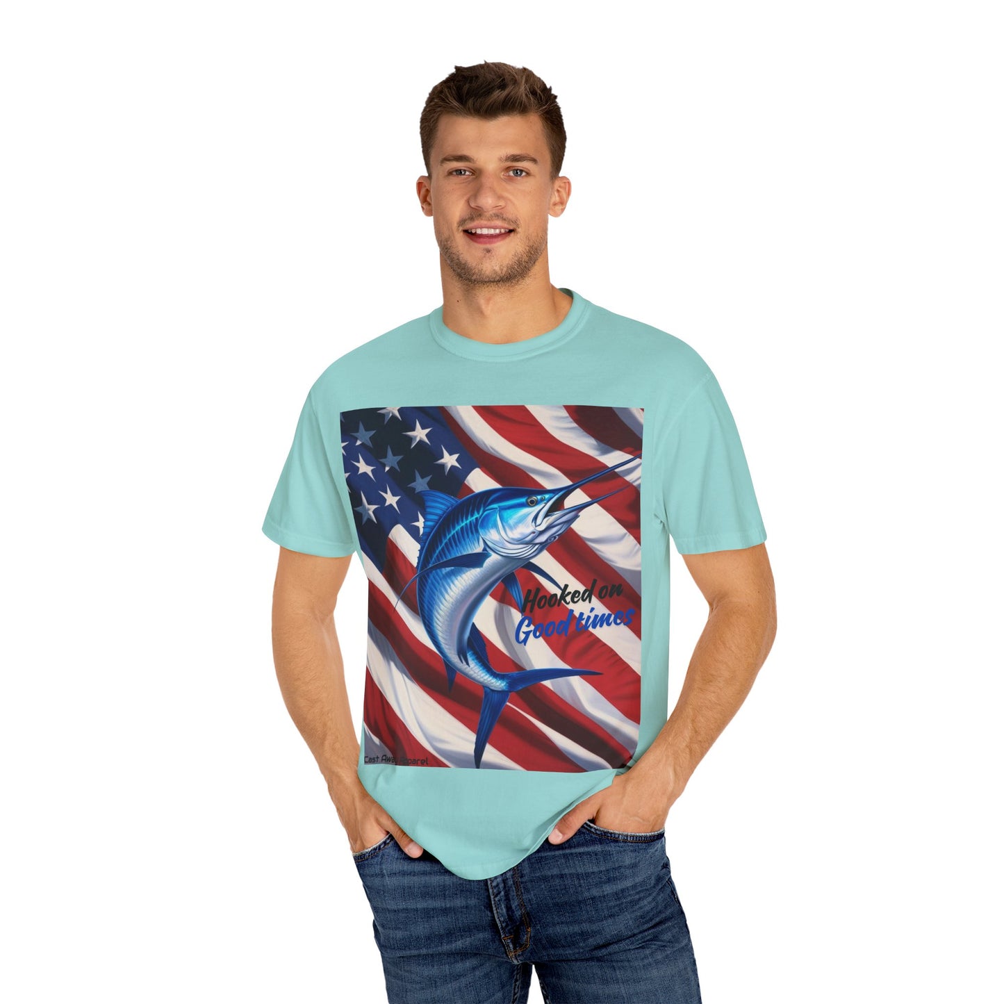 Hooked on Good Times - Unisex Patriotic Fishing T-shirt